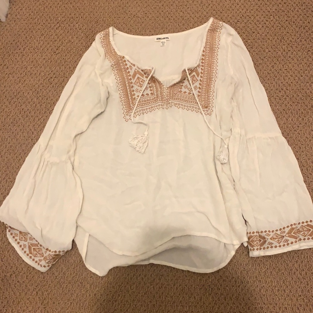 Vintage style gauzy blouse with bell sleeves